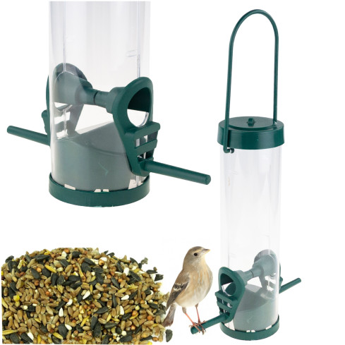 TG80440 VOGELFUTTERHAUS TRANSPARENT MIT FUSSSTÜTZE SCHMAL MIT BALDACHIN