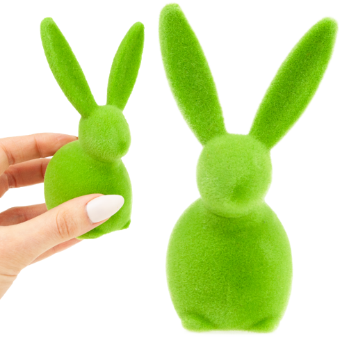 TG80591-14: Flocked green Easter bunny with a satin bow