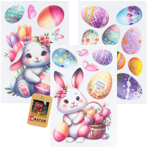 TG81320 NAKLEJKA WIELKANOCNA NA SZYBĘ 3 ARKUSZE/KPL
