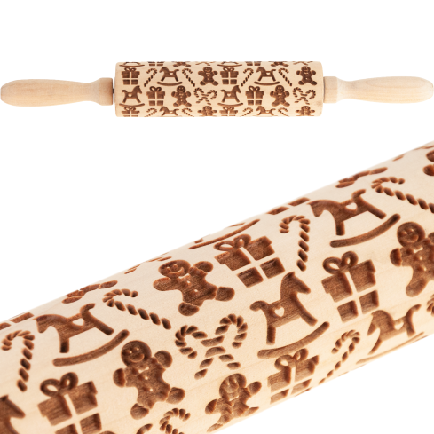 TG81336 DŘEVĚNÝ VÁLEČEK DEKORATIVNÍ VÁNOČNÍ RAŽBA