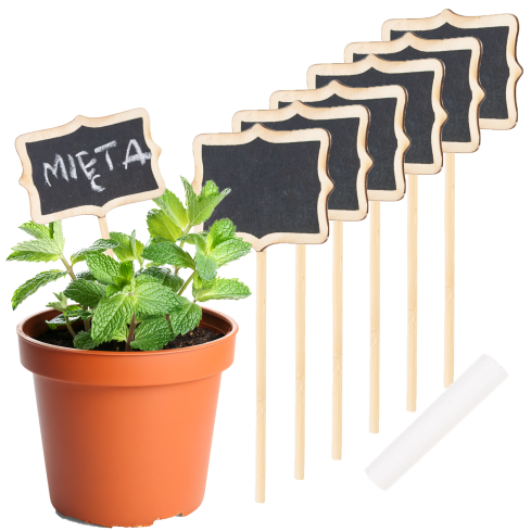 Garden labels, garden signs, wooden, set of 6