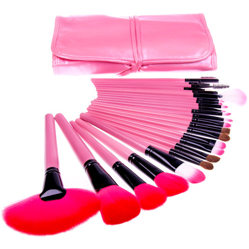 UR97 sada štětců na make-up 24ks růžová