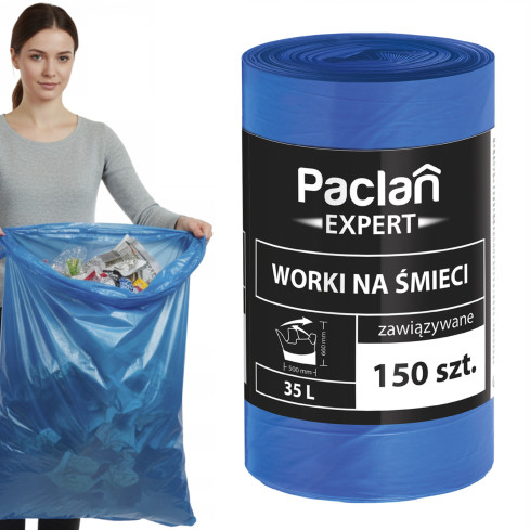 PAC4 Paclan Expert Tie-Top Trash Bags, 150-Pack, 35 L, 50 x 66 cm