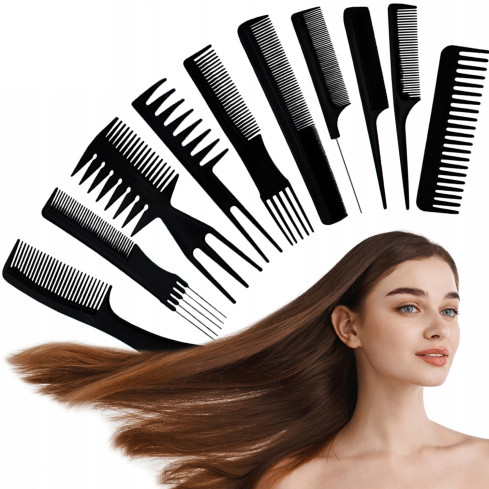 TG60641 FRISEURKÄMME 10ER SET ETUI SCHWARZ