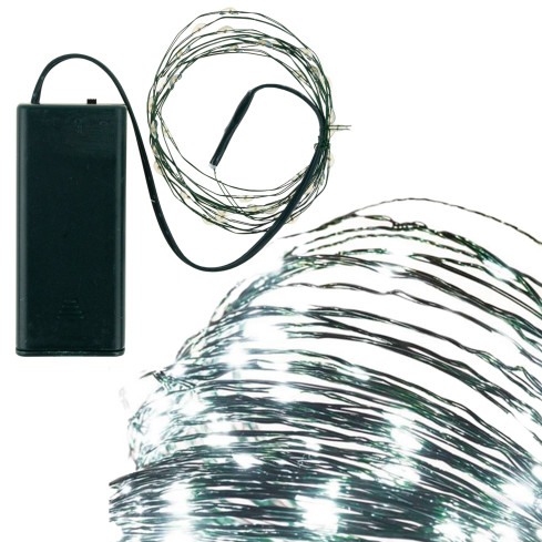 TG73524-1 WEIHNACHTSBAUM LEUCHTET GRÜN DRAHT BATTERIE KALT LICHT WEISS 40LED