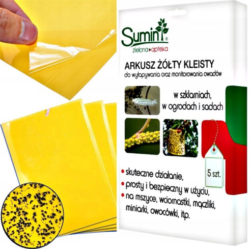 SUM10 GELBE KLEBEFOLIE 5PCS. INSEKTENKLEBEFALLE FÜR GEWÄCHSHAUS GARTEN OBSTGARTEN