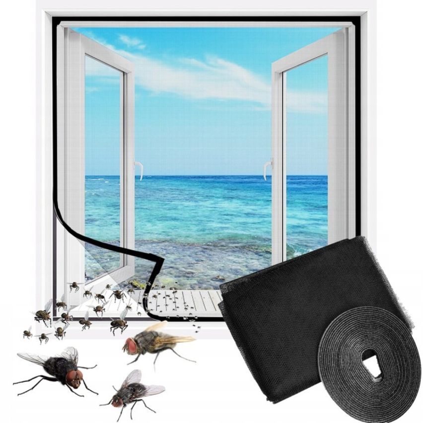 ZZ82 Moskitonetz für Fenster 150x150 +RPE schwarz mückenabweisend