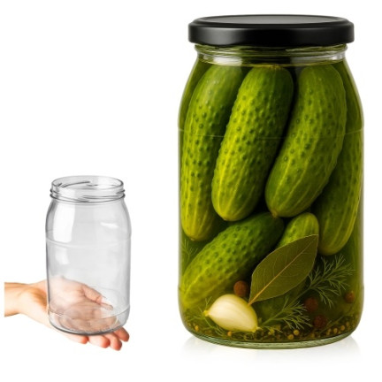 PAC900/82-1 GLASBECHER 900 ml für Essiggurken, Konserven, Honig, Relish, Soßen usw