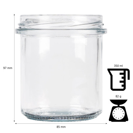 PAC3500/82 GLASBECHER 350 ml für Pickles, Konserven, Honig, Relish, Saucen FI82
