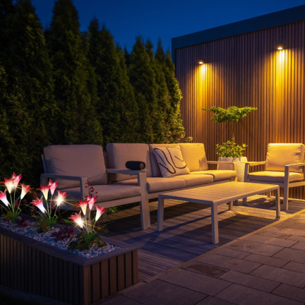 TG77663 SOLAR BLUMEN FÜR GARTEN BALKON LILIE PUSH IN DÄMMERUNG SENSOR