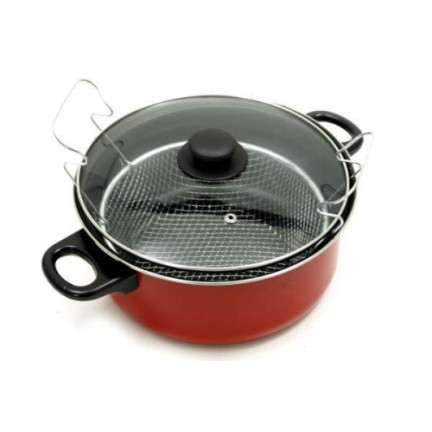 WW29 FRYER TOPF FISCH POMMES FRITES HUHN KRAPFEN SIEB FRITEUSE + KORB