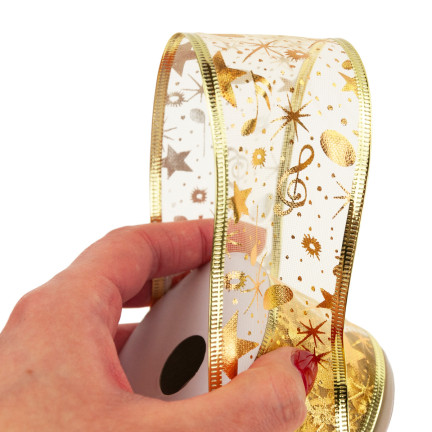 TG42491 Dekoband DECORATIVE DEKORATIVES WEIHNACHTSBAND 5CM 2,7M 2 Farben
