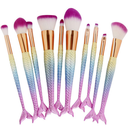 ZZ27 Make-up-Pinsel 10-teiliges Meerjungfrau-Set