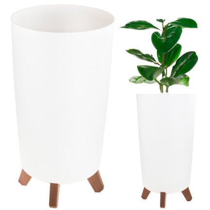DGTL200-S449 BLUMENTOPF TOPF GEHÄUSE HOCH AUF BEINEN BLUMENBEET WEISS PALME