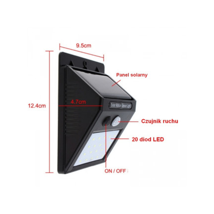 WW40HALOGEN SOLARLAMPE 20 LED MIT BEWEGUNGSMELDER