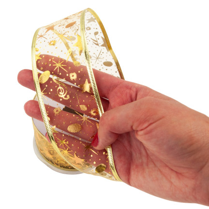 TG42491 Dekoband DECORATIVE DEKORATIVES WEIHNACHTSBAND 5CM 2,7M 2 Farben