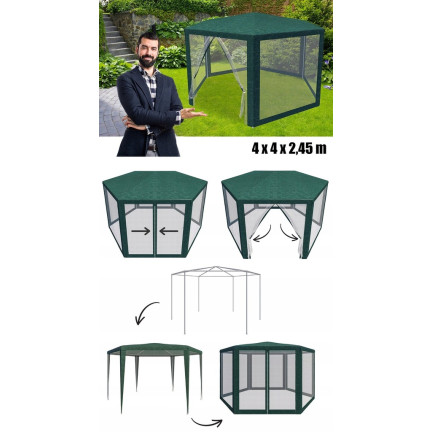 TG77596-1 ZAHRADNÍ STAN KOMERČNÍ PAVILON 6 STĚN S MOSKYTIÉROU ALTÁN PRO ZAHRADNÍ TERASU