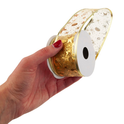 TG42491 Dekoband DECORATIVE DEKORATIVES WEIHNACHTSBAND 5CM 2,7M 2 Farben