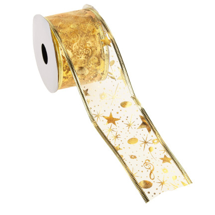 TG42491 Dekoband DECORATIVE DEKORATIVES WEIHNACHTSBAND 5CM 2,7M 2 Farben