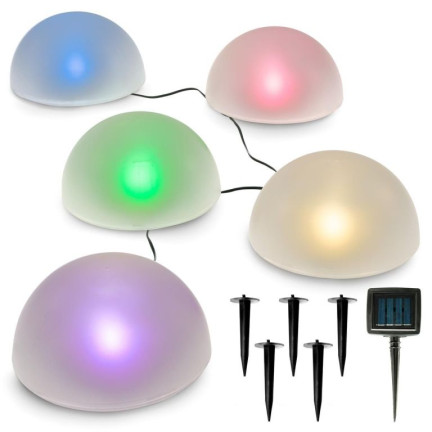 TG55962 SOLÁRNÍ LED VEDL 5PC BAREVNÉ POLOKOULE LAMPA