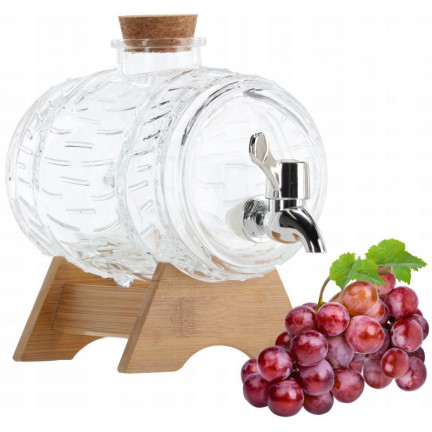 ZIX5704 1L-GLAS MIT HAHN AUF HOLZSTÄNDER FÜR SAFTGETRÄNKE