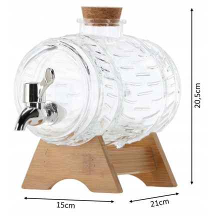 ZIX5704 1L-GLAS MIT HAHN AUF HOLZSTÄNDER FÜR SAFTGETRÄNKE