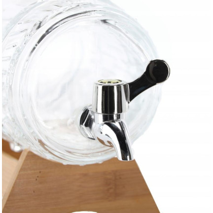 ZIX5704 1L-GLAS MIT HAHN AUF HOLZSTÄNDER FÜR SAFTGETRÄNKE