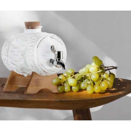 ZIX5704 1L-GLAS MIT HAHN AUF HOLZSTÄNDER FÜR SAFTGETRÄNKE