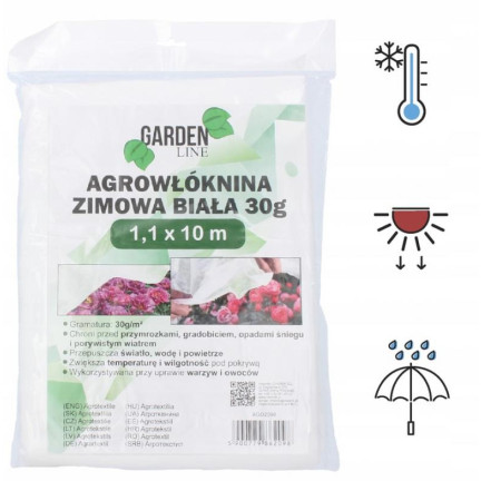 AGO2098 AGRO-TEXTILE 1.1X10M FRÜHLING/WINTER WEISS 30G