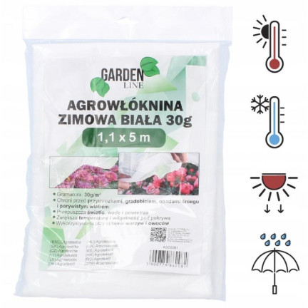 AGO2081 AGRO-TEXTILE 1.1X5M WINTER/FRÜHJAHR WEISS 30G