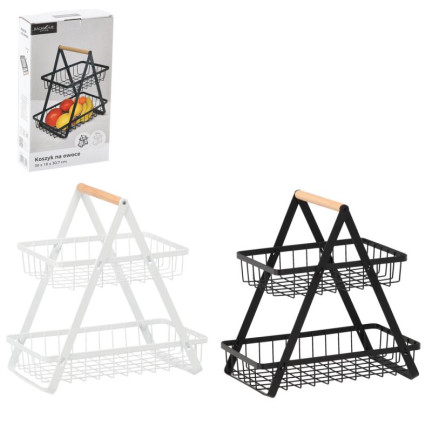 NIW9059 OBSTKORB ZWEISTÖCKIGE METALLPLATTE WEISS/SCHWARZ 30 X 18 X 30,7CM
