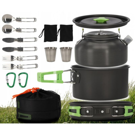 CAM6834 WANDERN KOCHGESCHIRR TÖPFE SET CAMPING CAMPING WASSERKOCHER 18IN1