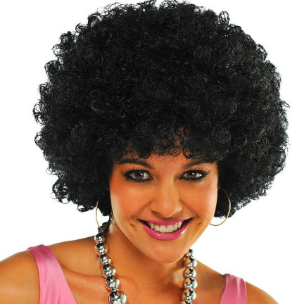 UR27 PARUKA AFRO ČERNÉ VLASY KUDRNATÉ STRANA 70. LÉTA 80. LÉTA NA SILVESTRA