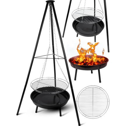 TG72009 DREIBEIN MIT ROST GARTENGRILL FEUERSTELLE GARTENGRILL HÄNGEGRILL