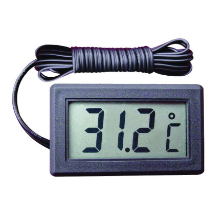 ZW9 ELEKTRONICKÝ LCD TEPLOMĚR S HODINAMI NA PANELU SONDY