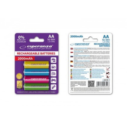 ES29 DOBÍJECÍ BATERIE NI-MH AA R6 2000MAH MIX BAREV