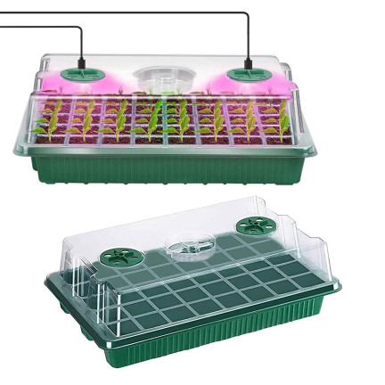 TG81371 Mini Greenhouse, Germination Box, Seedling Tray, with Lighting, Accessories, Set of 2