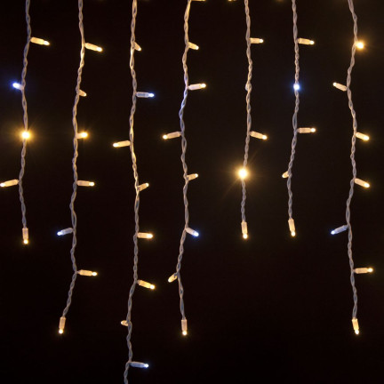Bt-01 Icicle Lights, 300 LEDs (Warm White + Cold Flash), 13 m, Christmas Tree Garden Lights
