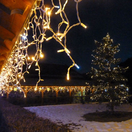 Bt-01 Icicle Lights, 300 LEDs (Warm White + Cold Flash), 13 m, Christmas Tree Garden Lights