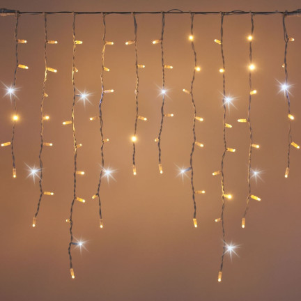 Bt-01 Icicle Lights, 300 LEDs (Warm White + Cold Flash), 13 m, Christmas Tree Garden Lights