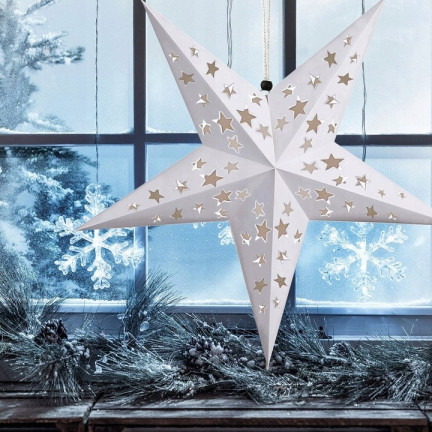 TG59707-1 GROSSER STERN FALTBAR WEIHNACHTEN GLASMALEREI PAPIER WEIHNACHTSSTERN