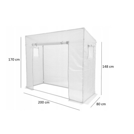 TUN0766 SKLENÍK NA RAJČATA BÍLÝ 200X77X168/146 CM
