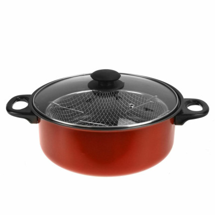 WW29 FRYER TOPF FISCH POMMES FRITES HUHN KRAPFEN SIEB FRITEUSE + KORB