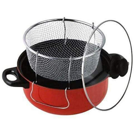 WW29 FRYER TOPF FISCH POMMES FRITES HUHN KRAPFEN SIEB FRITEUSE + KORB
