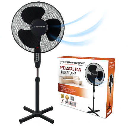 EHF001KK PODLAHOVÝ VENTILÁTOR VENTILÁTOR CYLKULATOR VÝKONNÝ 50W STOJÍCÍ ČERNÝ ÚČINNÝ