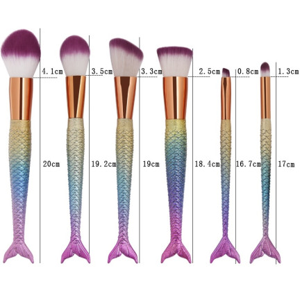 ZZ31 Štětce na make-up 6dílná sada mořská panna