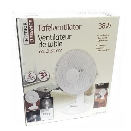 W53 STOLNÍ VENTILÁTOR 38W BÍLÝ VENTILÁTOR 3 RYCHLOSTI