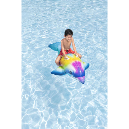 41541 Inflatable Water Mattress, Colorful Dolphin, 168x66 cm