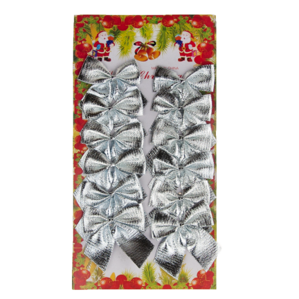 TG59773-1 BÖGEN 12PCS SILBER GLITTER WEIHNACHTSBAUM BÖGEN DEKORATIVE BÖGEN