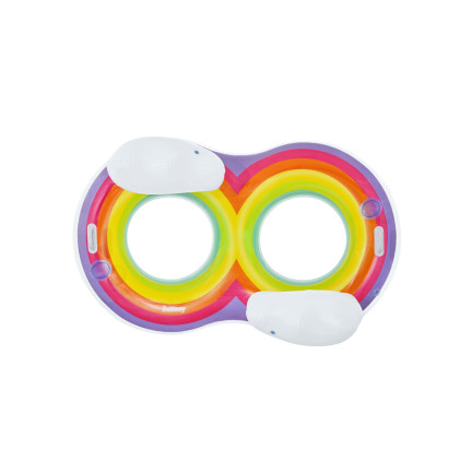 43648 AUFBLASBARER REGENBOGEN STRAND DOPPELSCHWIMMKREIS 186X116CM BESTWAY